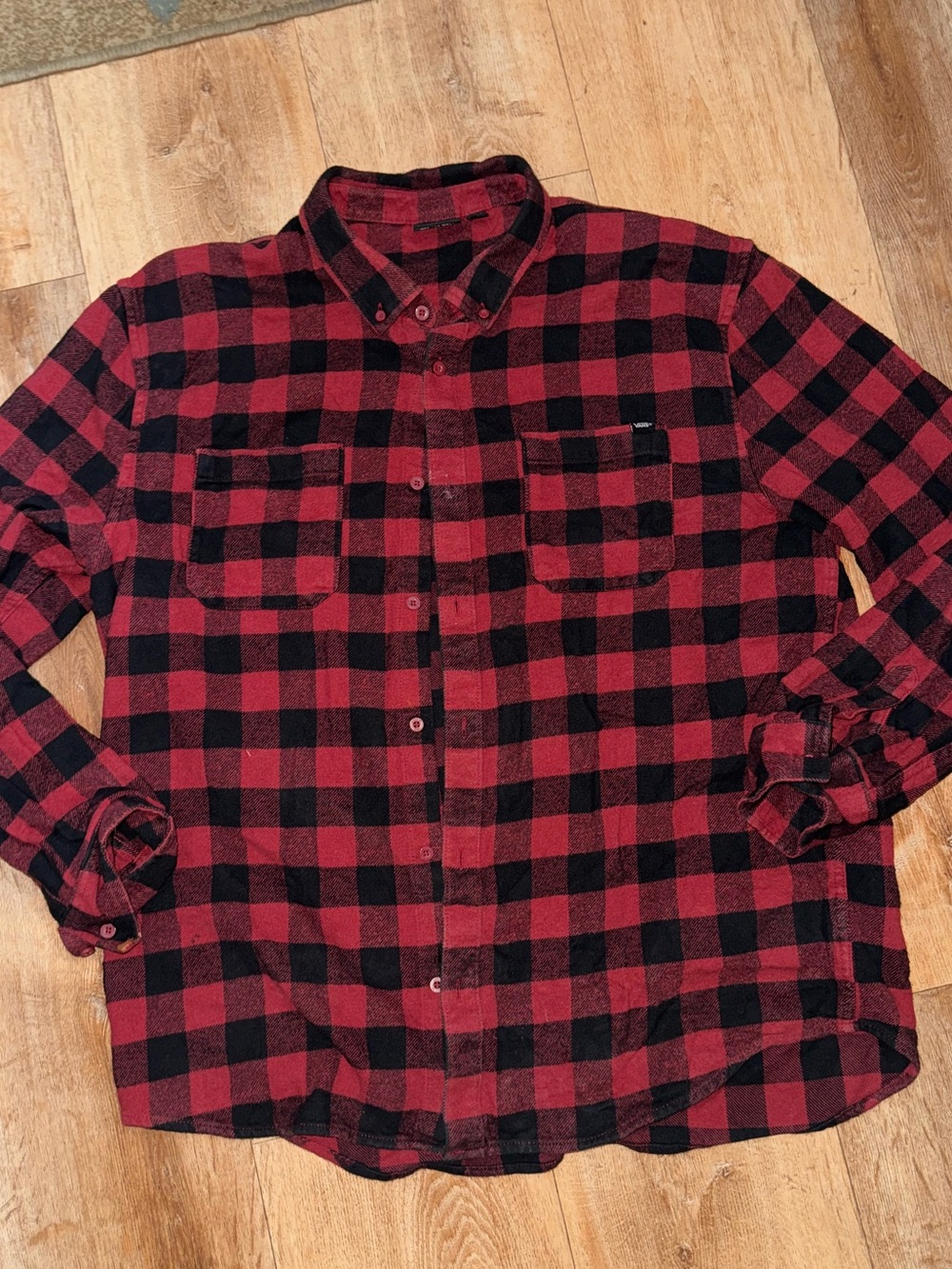 Vans Red and Black Buffalo Plaid Button-Down Shirt